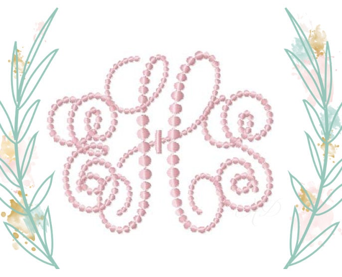 Monogram Classic Dot 7" inch and 5.5" inch Classic Monogram Font Embroidery Font Vine Monogram Font 4x4 hoop Instant download  BX PES