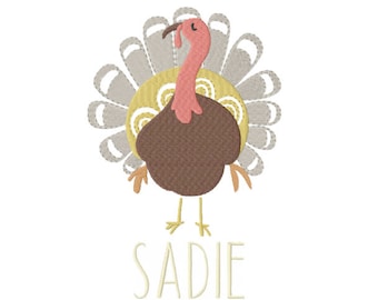 Retro Turkey Embroidery Design Monogram Machine Embroidery Thanksgiving PES BX Instant download 4x4 5x7 6x10