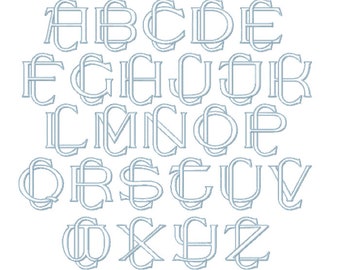 26 Letter C 3.6" Two Letter Type Outline Embroidery Monogram Formal Type Woven Interlocking Fonts Herrington Design 4x4 PES BX