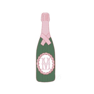 Champagne Bottle Embroidery Design Monogram Machine Embroidery PES BX Instant download 4x4 5x7 6x10 Herrington Design