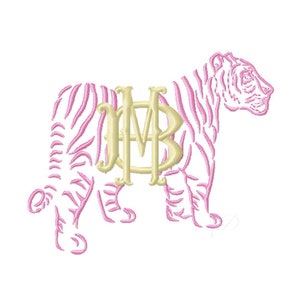 Chinoiserie Tiger Monogram Open embroidery design Instant download 4x4 5x7 6x10 PES BX Herrington Design