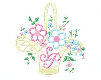 Vintage Easter Basket Satin Stitch Embroidery Design Instant Download 4x4 5x7 6x10 PES Herrington Design