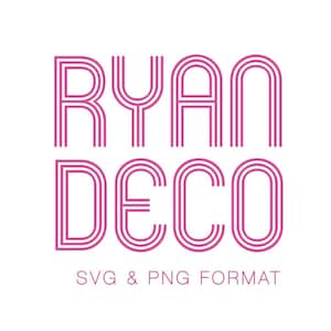 Ryan Deco SVG PNG Vector Retro Rainbow Monogram Font for Cutting Machine Herrington Design Instant Download