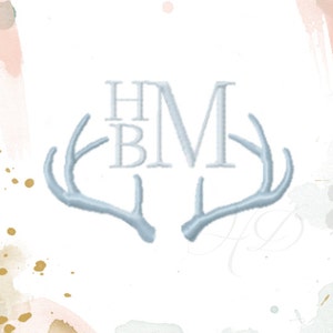 SATIN stitch Antler Monogram Embroidery Frame Machine Embroidery Design BX Instant download 1&quot; inch, 1.5&quot;, 2&quot;, 2.5&quot;, 3&quot;, 3.5&quot; 4&quot;, 5&quot; inches