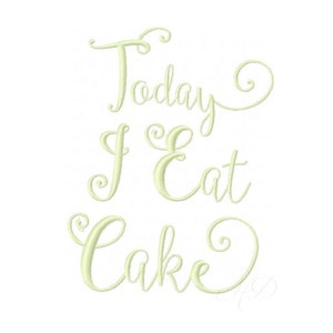 Today I Eat Cake Embroidery Design Embroidery Machine Font Instant Download BX  4x4 5x7 6x10