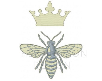 Queen Bee Embroidery Design Instant Download 4x4 5x7 6x10 BX