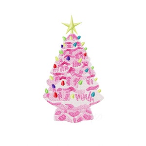 Porcelain Christmas Tree Lights Embroidery Design Monogram Instant download 4x4 5x7 6x10 PES BX Herrington Design