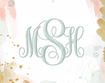 Embroidery Design 2" inch and 3" inch Classic Monogram Font Embroidery Font Vine Monogram Font 4x4 hoop Instant download  BX PES