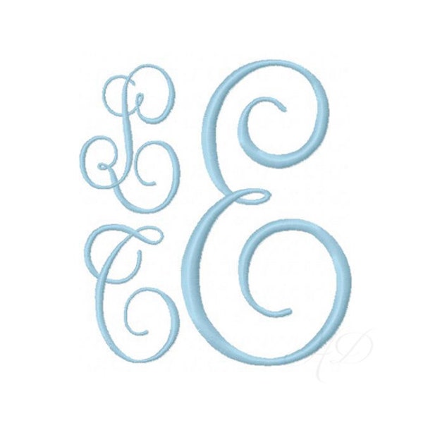 1"and 2" inch King Street Classic Vine Interlocking Monogram Stacked Embroidery Font Small 4x4 Hoop BX instant download PES