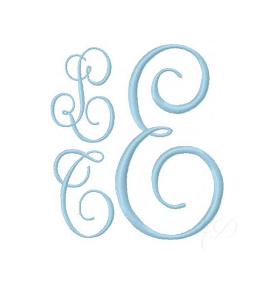 2"and 4" inch King Street Classic Vine Interlocking Monogram Stacked Embroidery Font 5x7 Hoop BX instant download PES