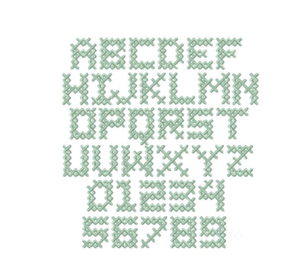 1 Inch Cross Stitch Embroidery Font Machine Embroidery Etsy