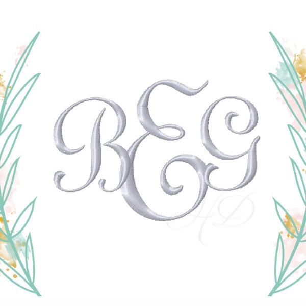 2 and 3 inch Interlocking Monogram Embroidery Font Meredith  BX instant download