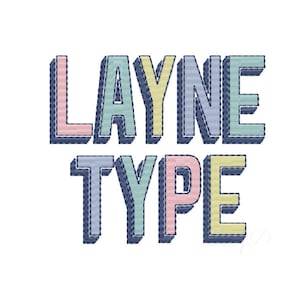 3" inch Layne Fill Two Tone Shadow letters Boy Type Embroidery Monogram Font Satin stitch Instant Download Herrington Design