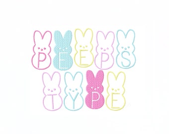 2" inch Peeps Easter Candy Font Many Sizes PES BX Instant Embroidery Machine Font Download Valentine's Day Herrington Design