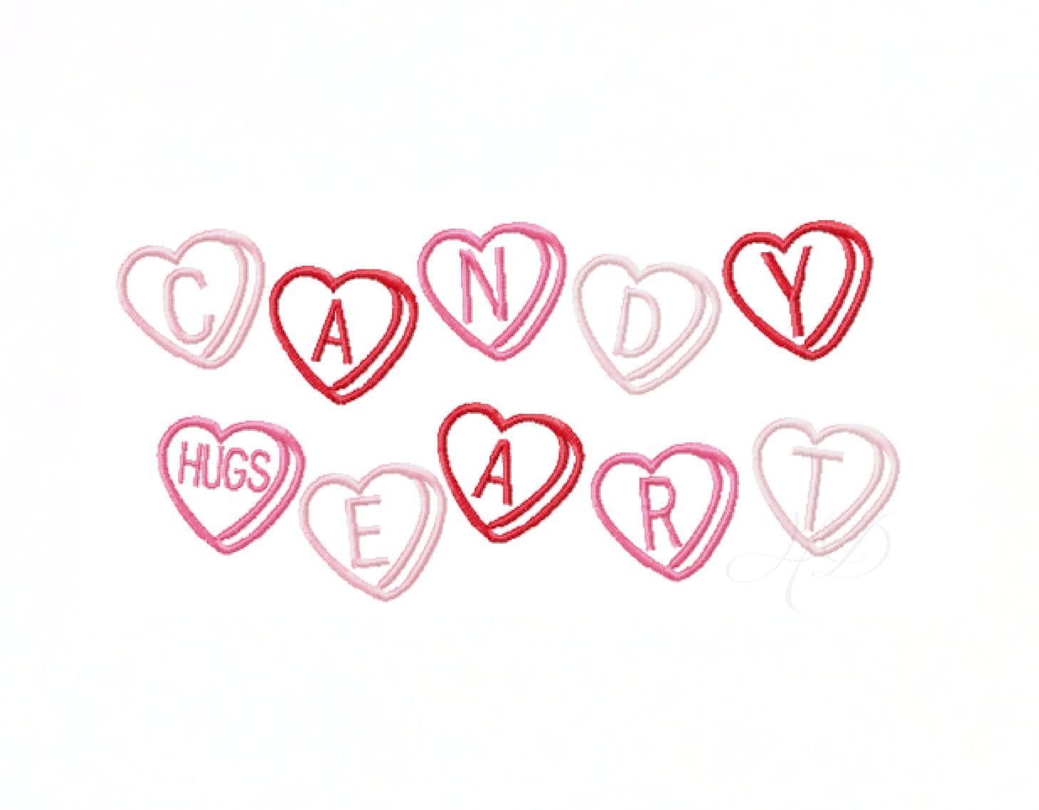2" inch Candy Heart Valentine's Day Embroidery Machine Font BX Instant download PES 4x4 5x7 6x10