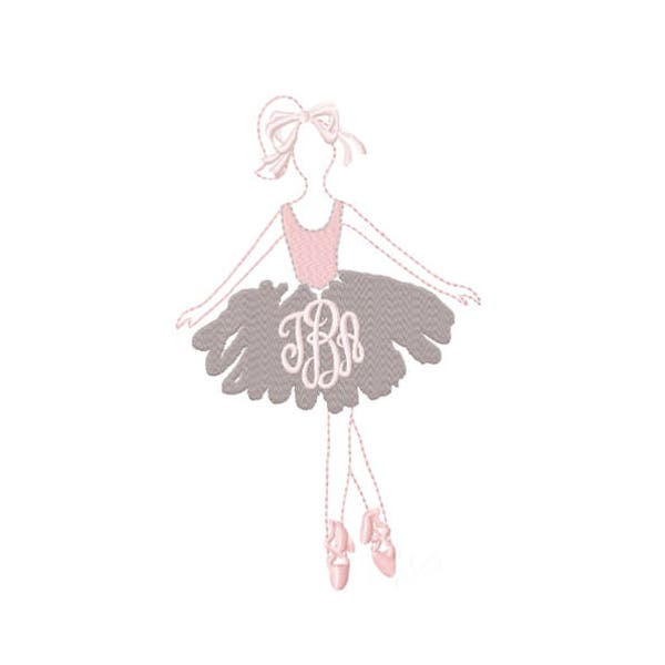 Ballerina Embroidery Design Monogram Ballet Dance Frame BX Instant download PES  4x4 5x7 6x10