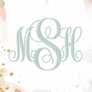 6&quot; and 7&quot; inch Embroidery Fill Classic Interlocking Monogram Embroidery Font Large 5x7 6x10 Hoop BX instant download