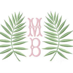 Palm Branch Monogram Embroidery Design Instant Download Font Plant Herrington Design 4x4 5x7 6x10 PES BX
