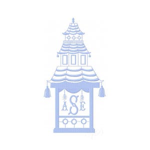 Pavilion Pagoda Embroidery Design Instant Download Font 4x4 5x7 6x10 BX Herrington Design