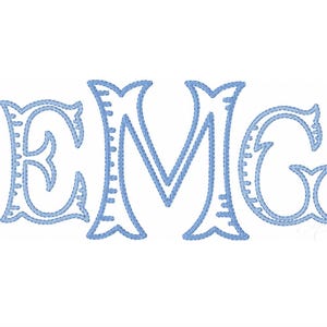 7&quot; inch Fairfax Fishtail Embroidery Fill Ribbed Font Monogram Satin Stitch Instant Download PES BX All Formats Open