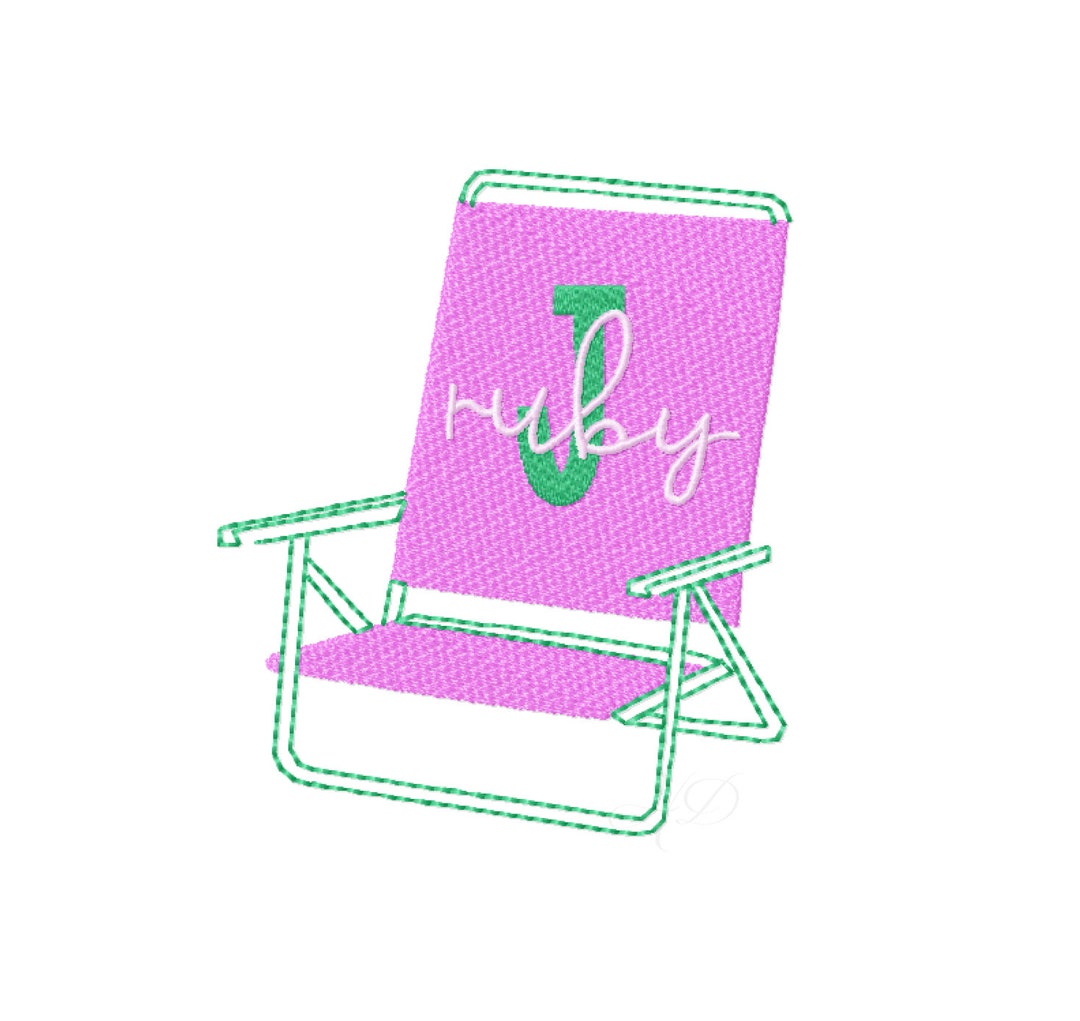 Beach Lounge Chair Embroidery Machine Monogram 4x4 5x7 6x10 BX Instant
