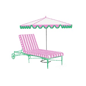 Cabana Stripe Umbrella Lounger Palm Springs Embroidery Machine Monogram 4x4 5x7 6x10 BX instant download PES Herrington Design