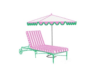 Cabana Stripe Umbrella Lounger Palm Springs Embroidery Machine Monogram 4x4 5x7 6x10 BX instant download PES Herrington Design