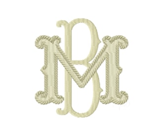 3.5" Barrett Fill and Rope Satin Combo Monogram Fishtail Font Fish Tail Embroidery Package 4x4 5x7 Hoop Instant Download  Herrington Design
