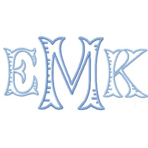 1.5&quot; inch Fairfax Fishtail Ribbed Embroidery Font Monogram Satin Stitch Instant Download PES BX All Formats Open