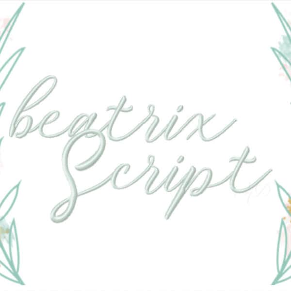 1" inch Embroidery Font Beatrix Virginia Formal Cursive Script Monogram BX Instant download 4x4 5x7 Herrington Design