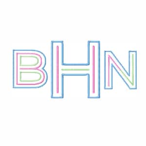 1.5&quot; Multi Color Neon Signage Embroidery Font Satin Type Font Serif BX Instant download 4x4 5x7 6x10