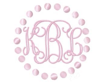 Pearl Circle Embroidery Design Monogram Lace Circle Frame BX Instant download PES 4x4 5x7 6x10
