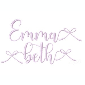 1.5&quot; Emma Beth Bow Modern Script Handwriting Embroidery Font Instant Download 4x4 5x7 6x10 PES BX All Formats