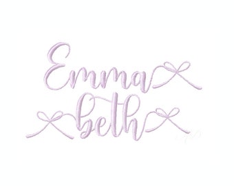 1,5 "Emma Beth Bow moderne Skript Handschrift Embroidery Schriftart Sofortiger Download 4x4 5x7 6x10 PES BX alle Formate