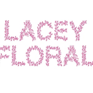 2&quot; inch Lacey Jane Floral Type Embroidery Font Instant Download Satin Stitch Machine PES BX 4x4 hoop Herrington Design
