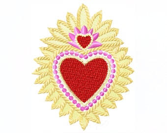 Sacred Heart Emblem Embroidery Design Valentine's Day Instant Download Fonts Herrington Design 4x4 5x7 6x10 PES BX All Formats