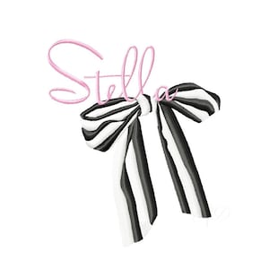 Striped Bow Embroidery Design Monogram Instant download BX 4x4 5x7 6x10 PES Herrington Design Glam Designer