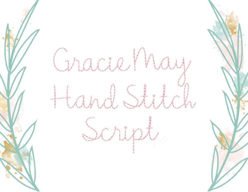 1" Gracie  Handstitch Script Machine Embroidery Font Hand Stitch Monogram Instant Download  BX PES