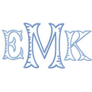 2&quot; inch Fairfax Fishtail Ribbed Embroidery Font Monogram Satin Stitch Instant Download PES BX All Formats Open
