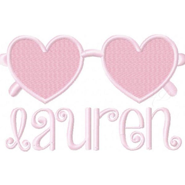 Heart Sunglasses Embroidery Design Monogram Glasses Machine Embroidery BX Instant download 4x4 5x7 6x10 PES