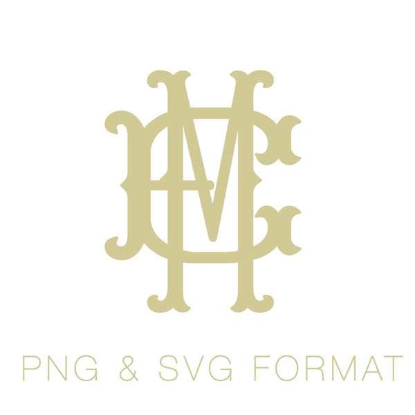 Barrett Monogram SVG PNG PDF Vector Monogram Font for Cutting Machine Herrington Design Téléchargement instantané