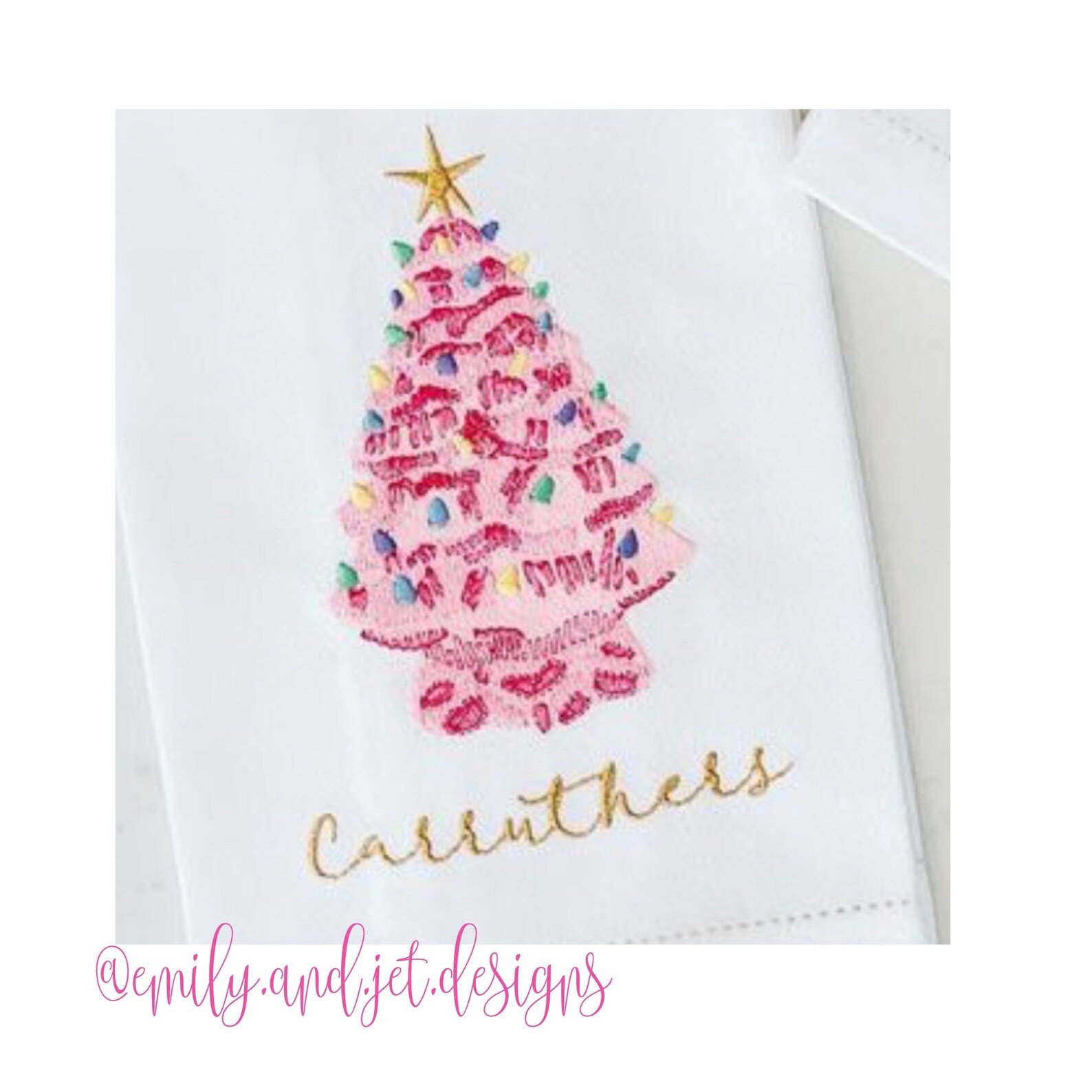 Porcelain Christmas Tree Lights Embroidery Design Monogram Etsy