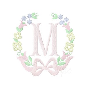 Floral Laurel Wreath Bordado Design Fonte de download instantâneo 4x4 5x7 6x10 BX