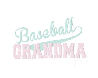 Baseball Grandma Embroidery Design Applique Embroidery Font 4x4 5x7 6x10