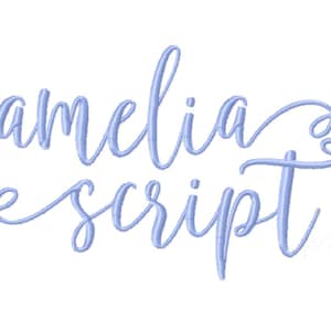 1.5&quot; Inch Amelia  Modern Script Monogram Curl Calligraphy Interlocking Embroidery Font Instant Download Initials PES BX Herrington Design