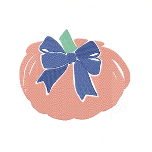 Pumpkin with Bow embroidery machine design Instant download 4x4 5x7 6x10 PES BX Herrington Design