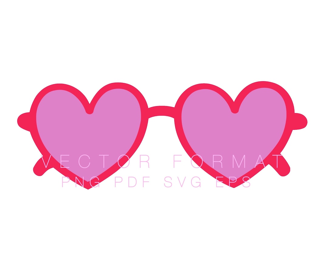 Heart Sunglasses Vector PDF SVG PNG Vector for Printing or Cutting