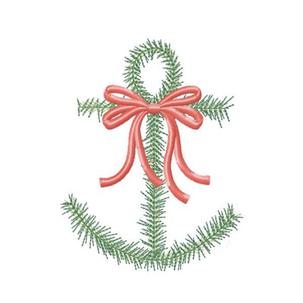 Nautical Anchor Christmas Greenery Embroidery Design Herrington Design Instant Download PES BX All Formats