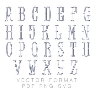 Barrett Outline and Fill Monogram PDF PNG SVG Vector Monogram Font for Cutting Machine Herrington Design Instant Download image 6