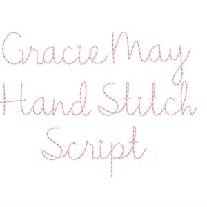3&quot; Gracie  Handstitch Script Machine Embroidery Font Hand Stitch Monogram Instant Download  BX PES